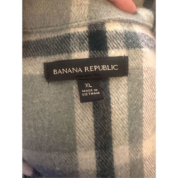NEW Banana Republic Green Tan Plaid Wool Blend Shacket Jacket XL - Picture 6 of 7